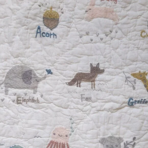 pottery barn kids animal alphabet quilt 36" wide x 50" long - Picture 5 of 7